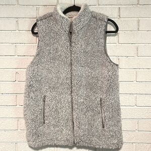 Altar’d State- Light Grey & White Super Soft Sherpa Vest w/ Zip Pockets- Size S